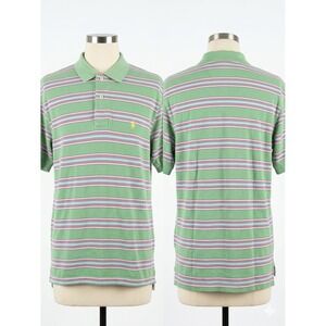 VTG Polo Ralph Lauren Shirt XXL Preppy Striped Golf Rugby Cotton Green Pink